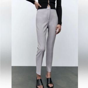Three pairs—black, navy, gray—Zara elastic back trouser pants